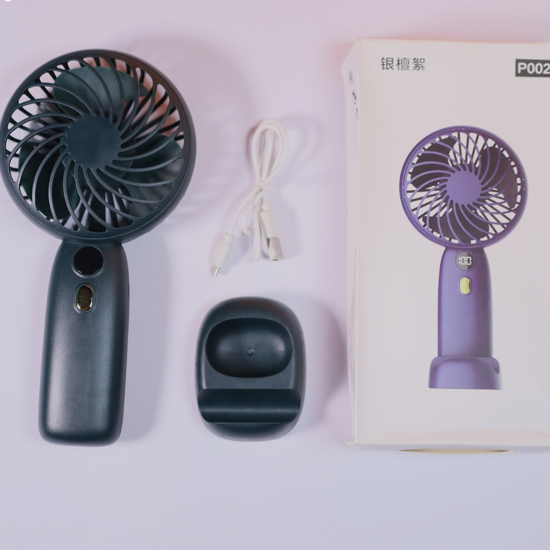 High Quality Handheld Rechargeable USB Portable LED Display Mini Fan P002