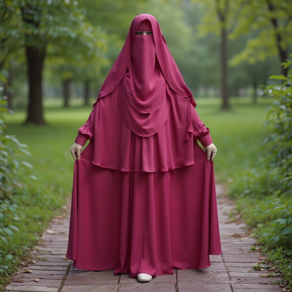 ? Cherry Burkha + Kuchi Hijab + Double Part Nose Niqab Muttaki108