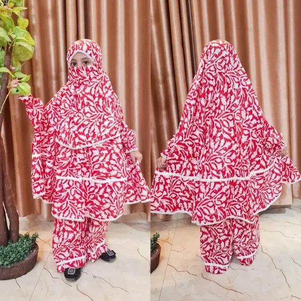 Kids Cotton Khimar Set Age 1 to 12 Customised KCK106