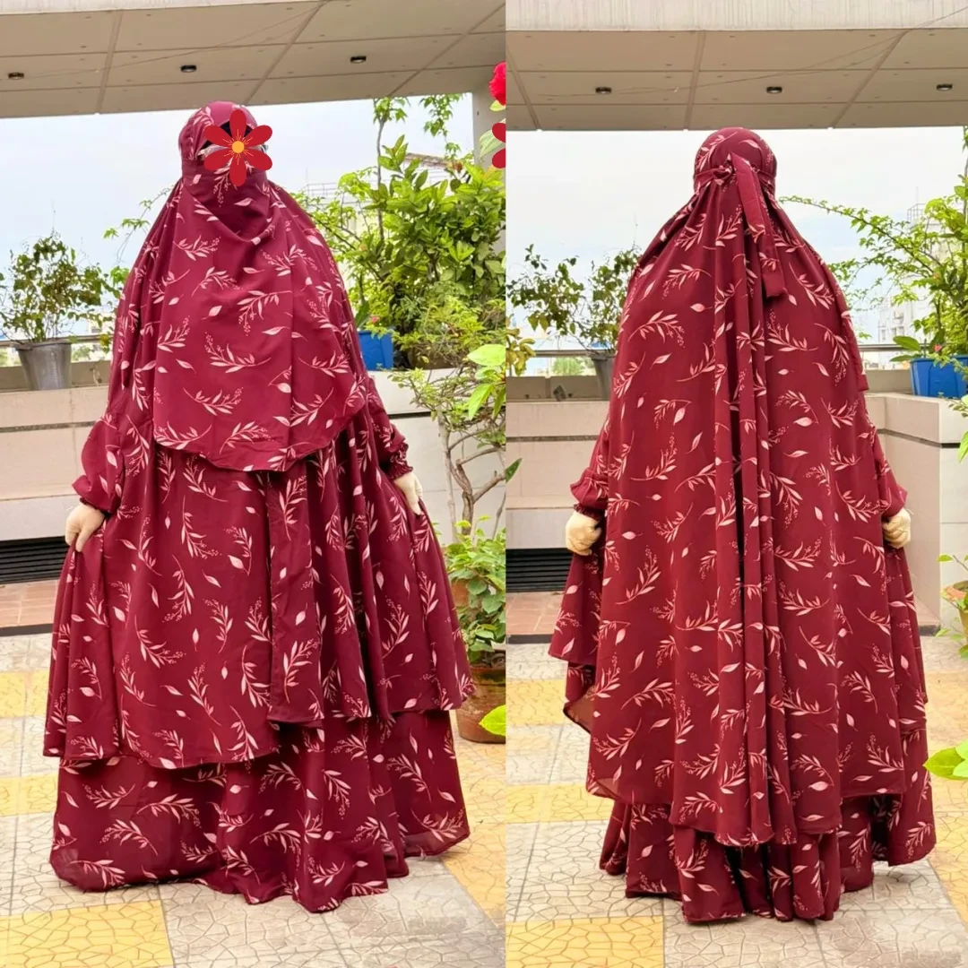 Cherry Georgette Fabric Khimar Scarf Set CG114