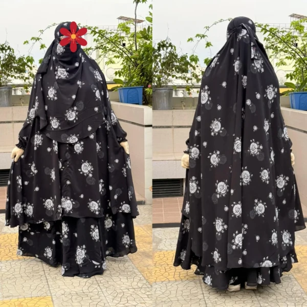 Cherry Georgette Fabric Khimar Scarf Set CG110