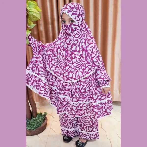 Kids Cotton Khimar Set Age 1 to 12 Customised KCK105