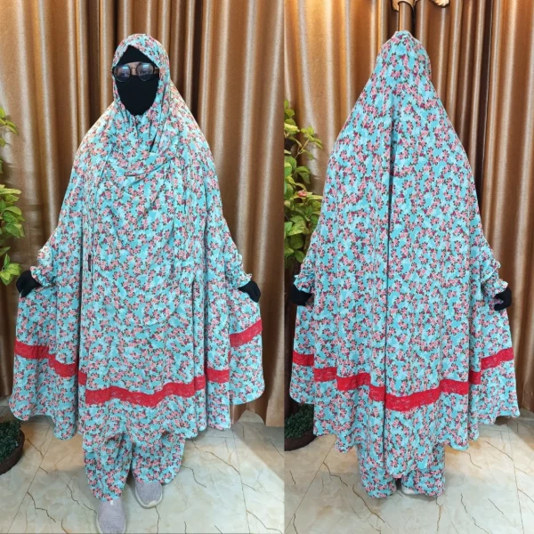 Cherry Georgette Fabric Khimar Set CG123