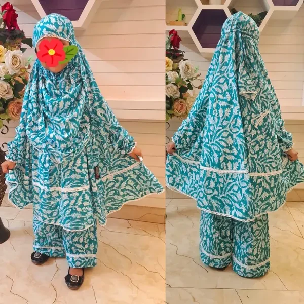 Kids Cotton Khimar Set Age 1 to 12 Customised KCK101